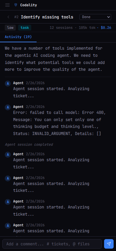 Codality ticket detail on mobile